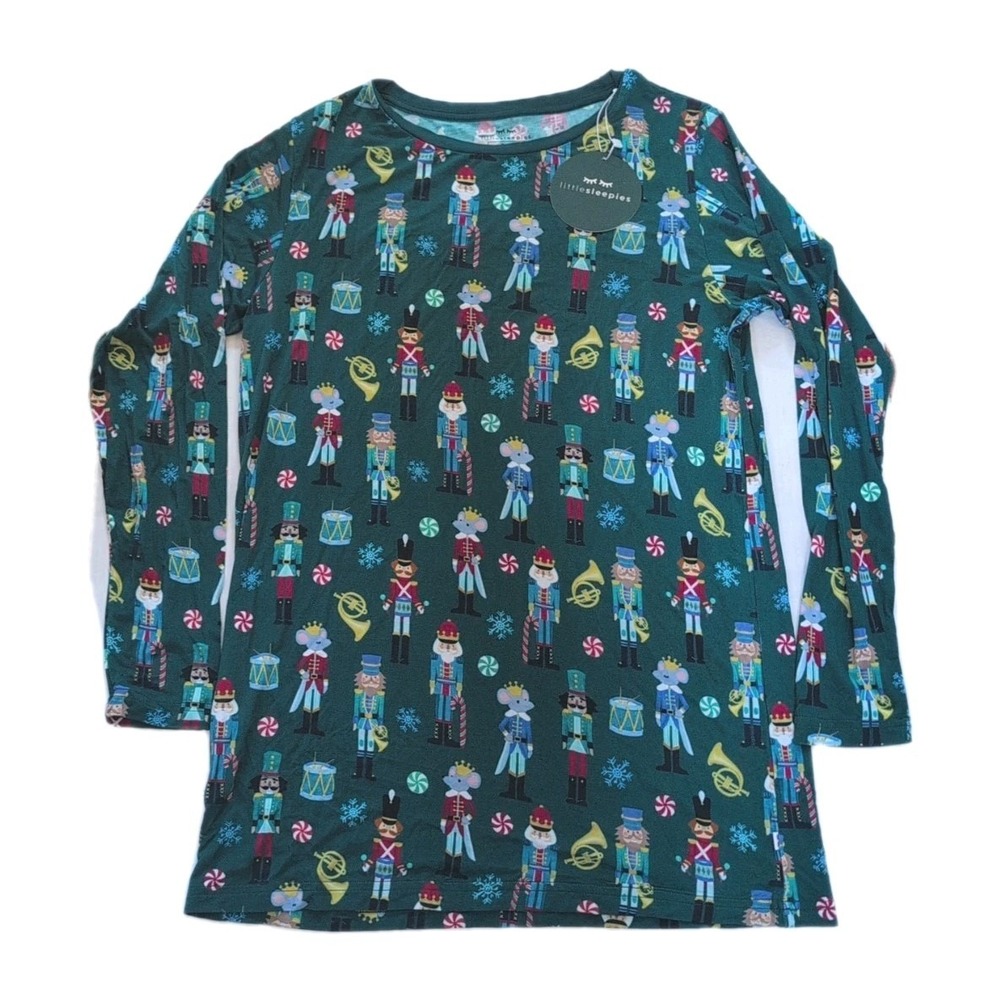 Little Sleepies Nutcracker March Pajama Top Holiday Christmas Green Men's Small